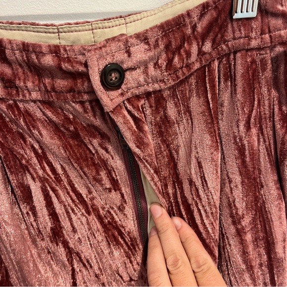 FREE PEOPLE Velvet Wide-Leg Bohemian Pants in Mauve | Women’s 6 - Picture 4 of 13